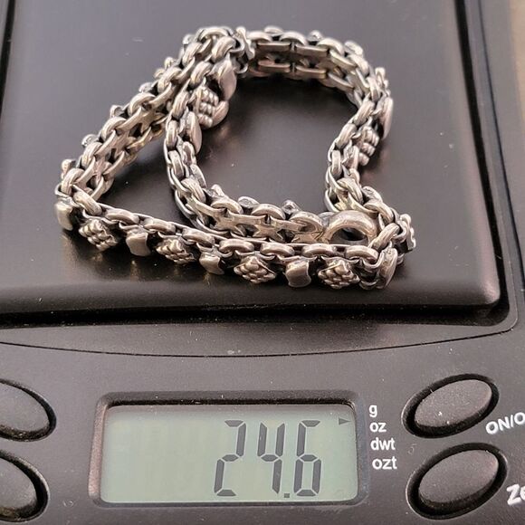 Sterling Artisan Diamond Bead Dots Link Bracelet - Picture 6 of 7